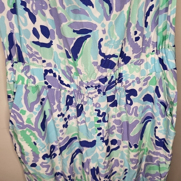 Lilly Pulitzer Blue and Green EMIKO  Strapless Jumpsuit Size Small - Picture 5 of 9